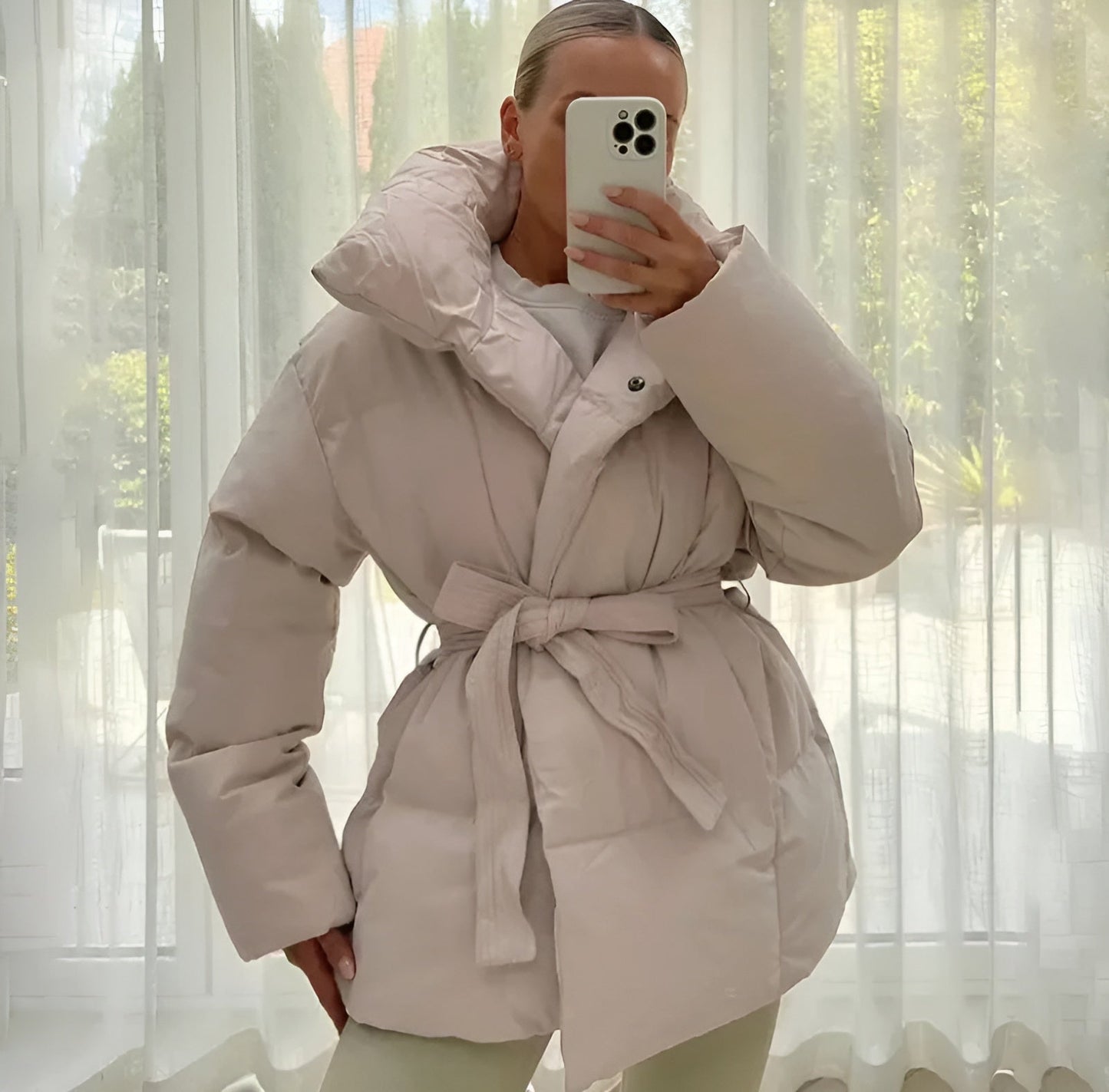 Lyreli™ - Zipper Puffer Jacket With Belt