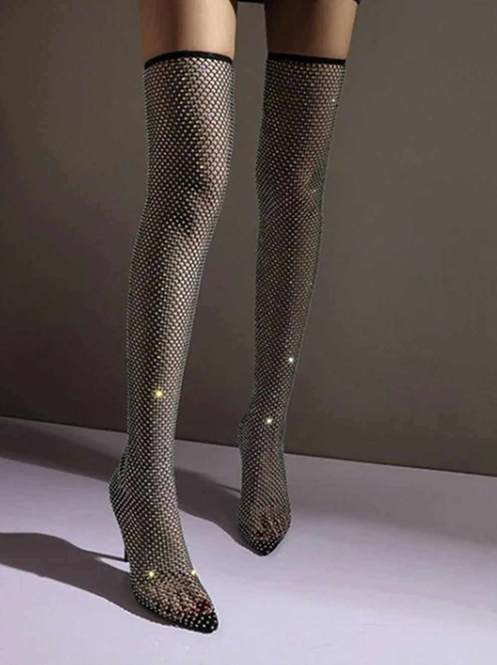 Lyreli™ - Rhinestone & Mesh Pointed Heels