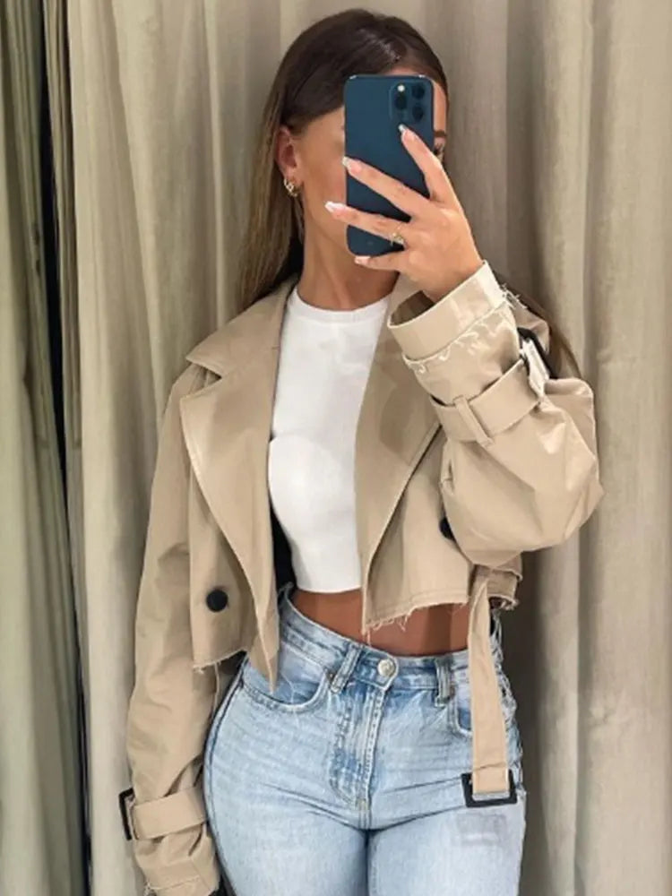 Lyreli™ - Cropped Belt Jacket