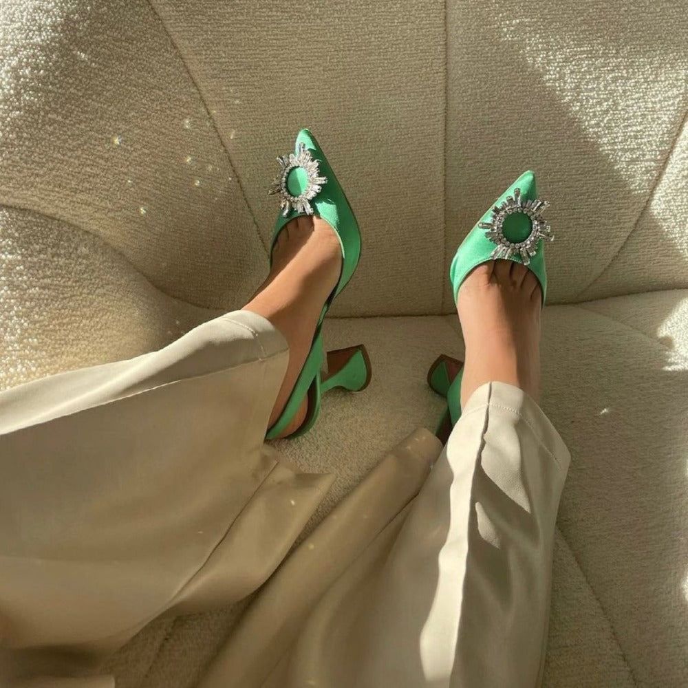 Lyreli™ - Pointed Toe Crystal Pumps Heels