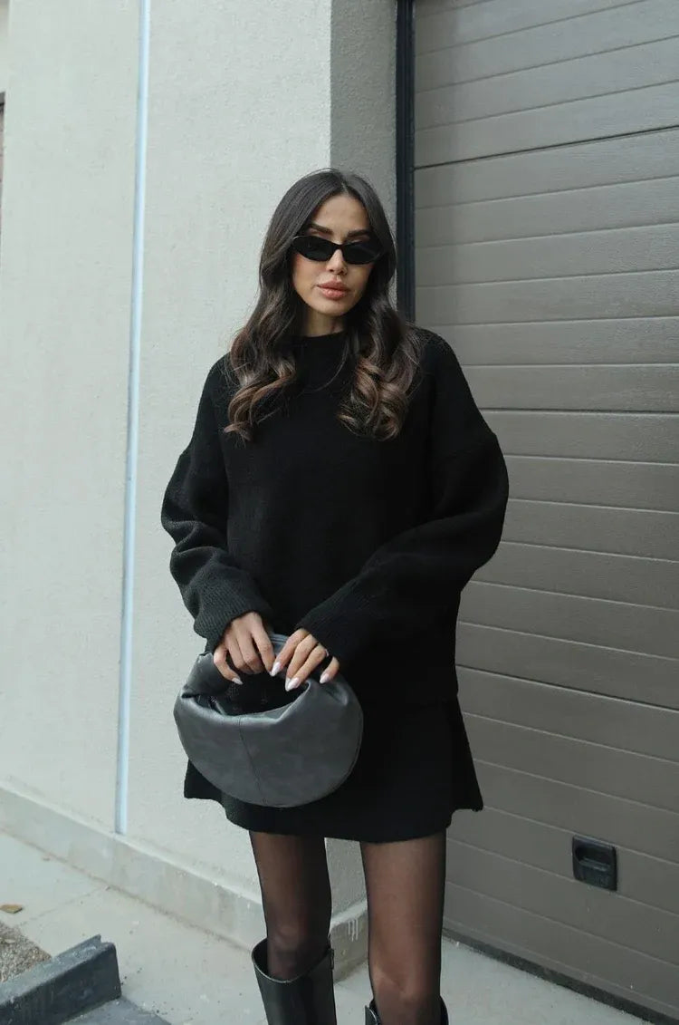Lyreli™ - Knitted Straight Shirt Two-Piece Set