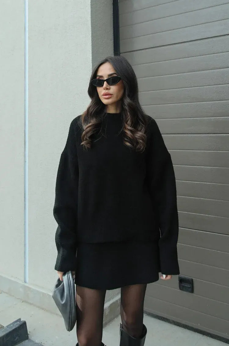 Lyreli™ - Knitted Straight Shirt Two-Piece Set