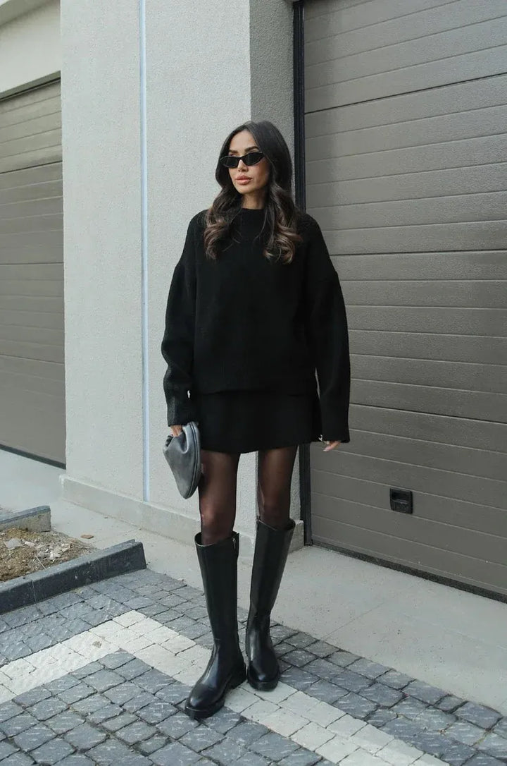 Lyreli™ - Knitted Straight Shirt Two-Piece Set