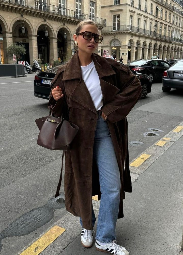 Lyreli™ | Long Velvet Trench Coat