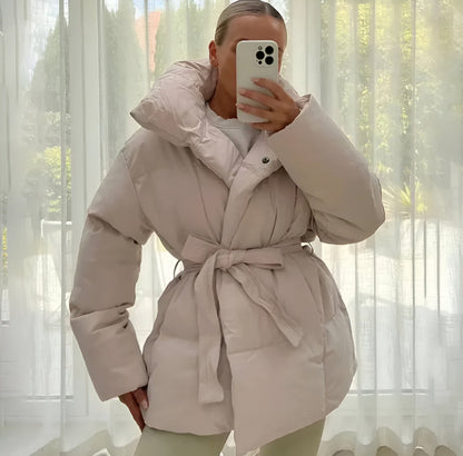Lyreli™ - Zipper Puffer Jacket With Belt