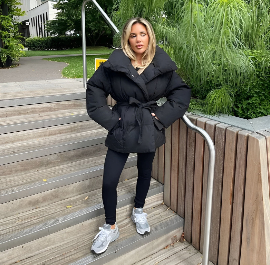 Lyreli™ - Zipper Puffer Jacket With Belt