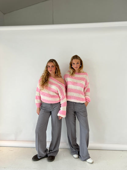 Lyreli™ - Contrast Stripped Loose-Fit Sweater