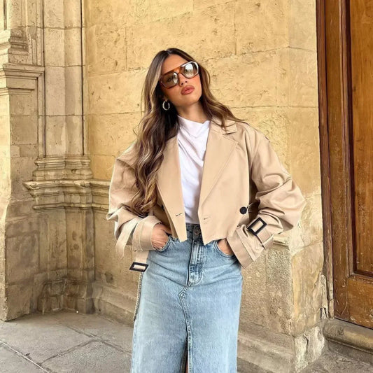 Lyreli™ - Cropped Belt Jacket