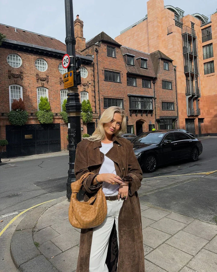 Lyreli™ | Long Velvet Trench Coat