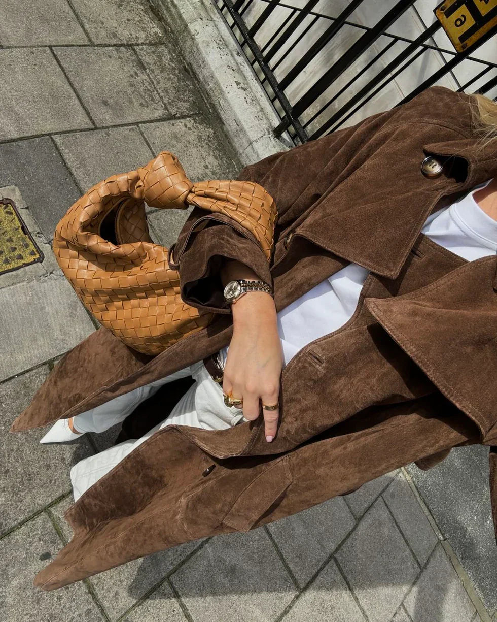 Lyreli™ | Long Velvet Trench Coat