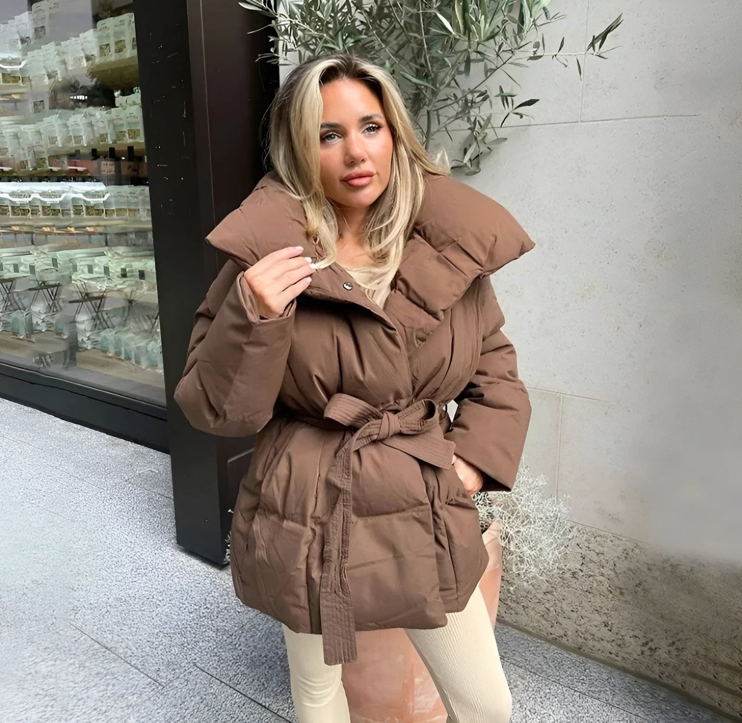 Lyreli™ - Zipper Puffer Jacket With Belt