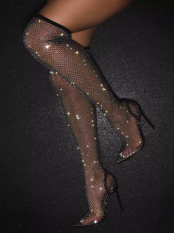 Lyreli™ - Rhinestone & Mesh Pointed Heels