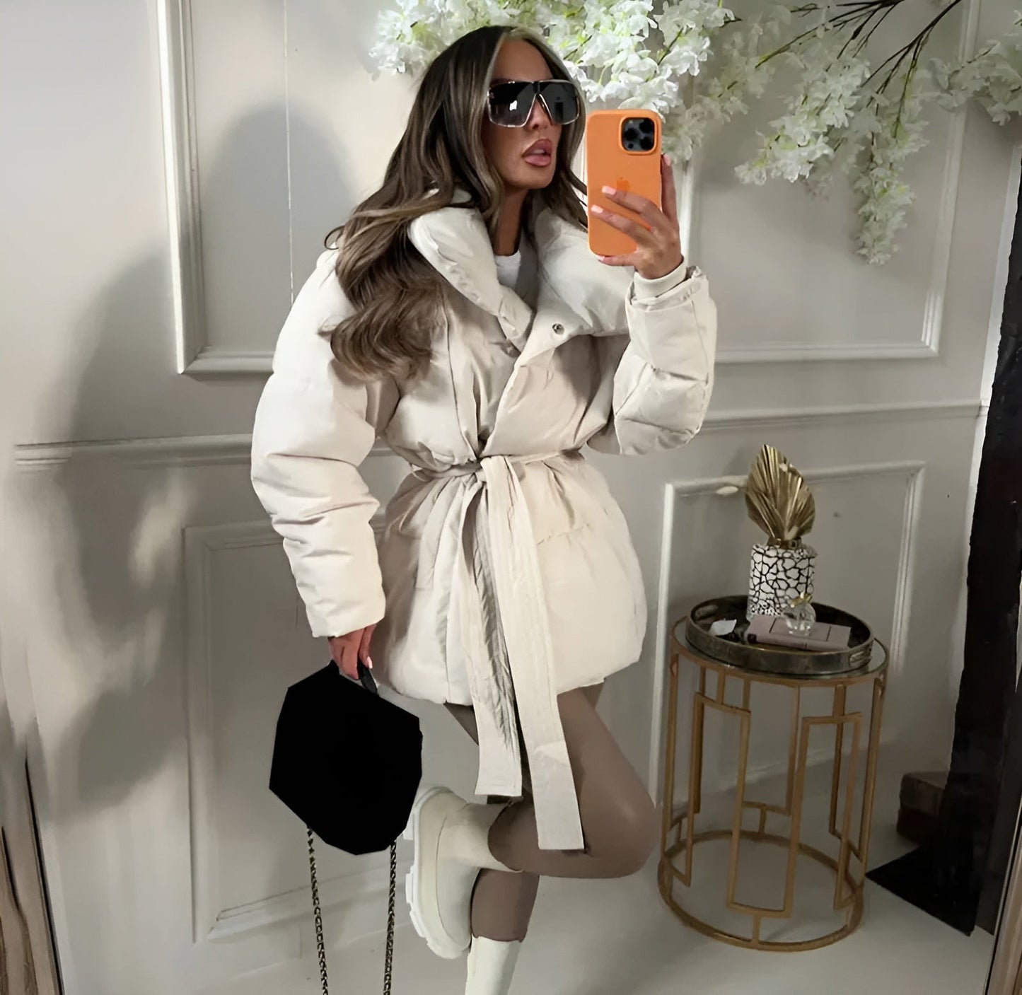 Lyreli™ - Zipper Puffer Jacket With Belt