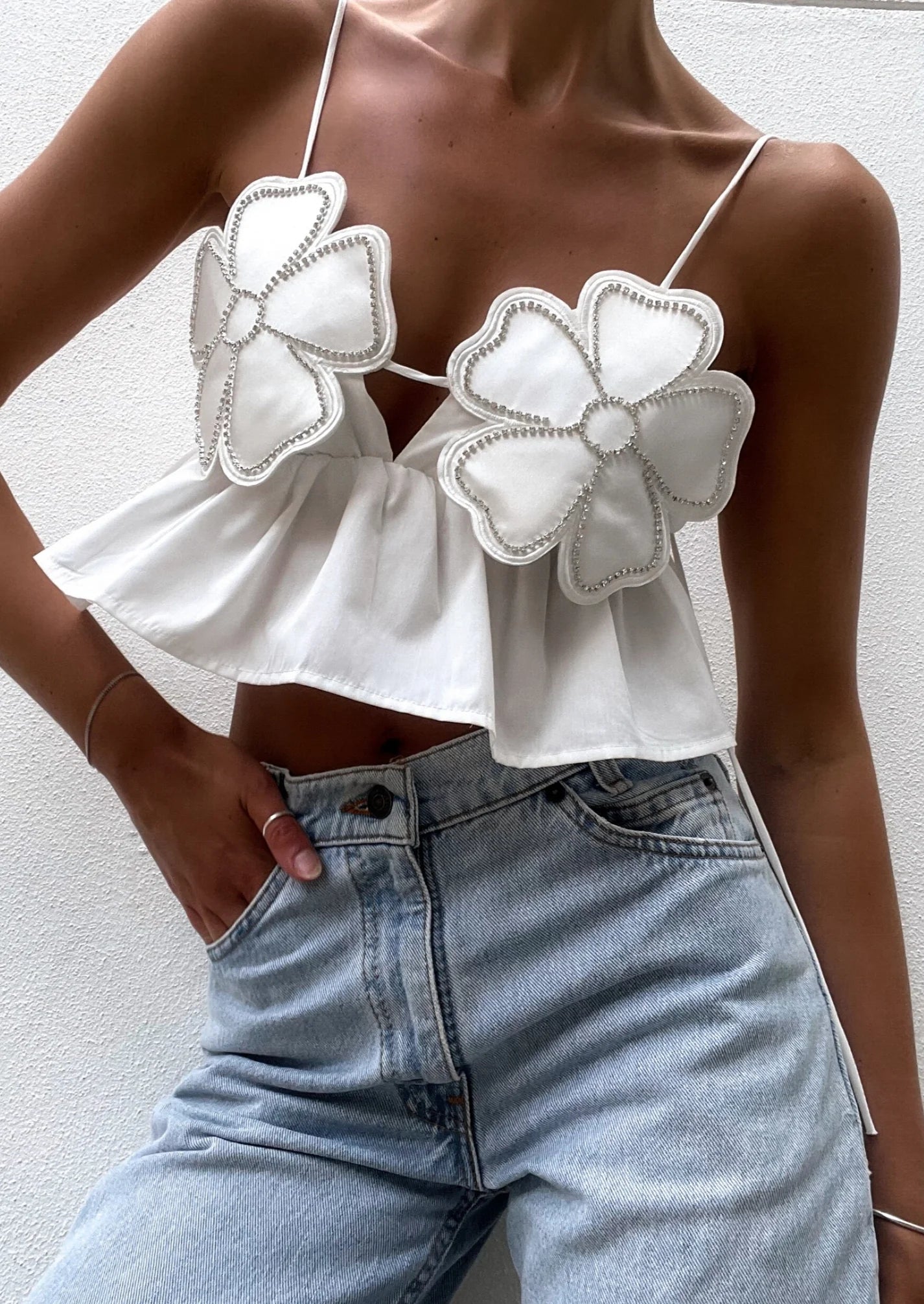 Lyreli™ - Rhinestone Studded Crop Top