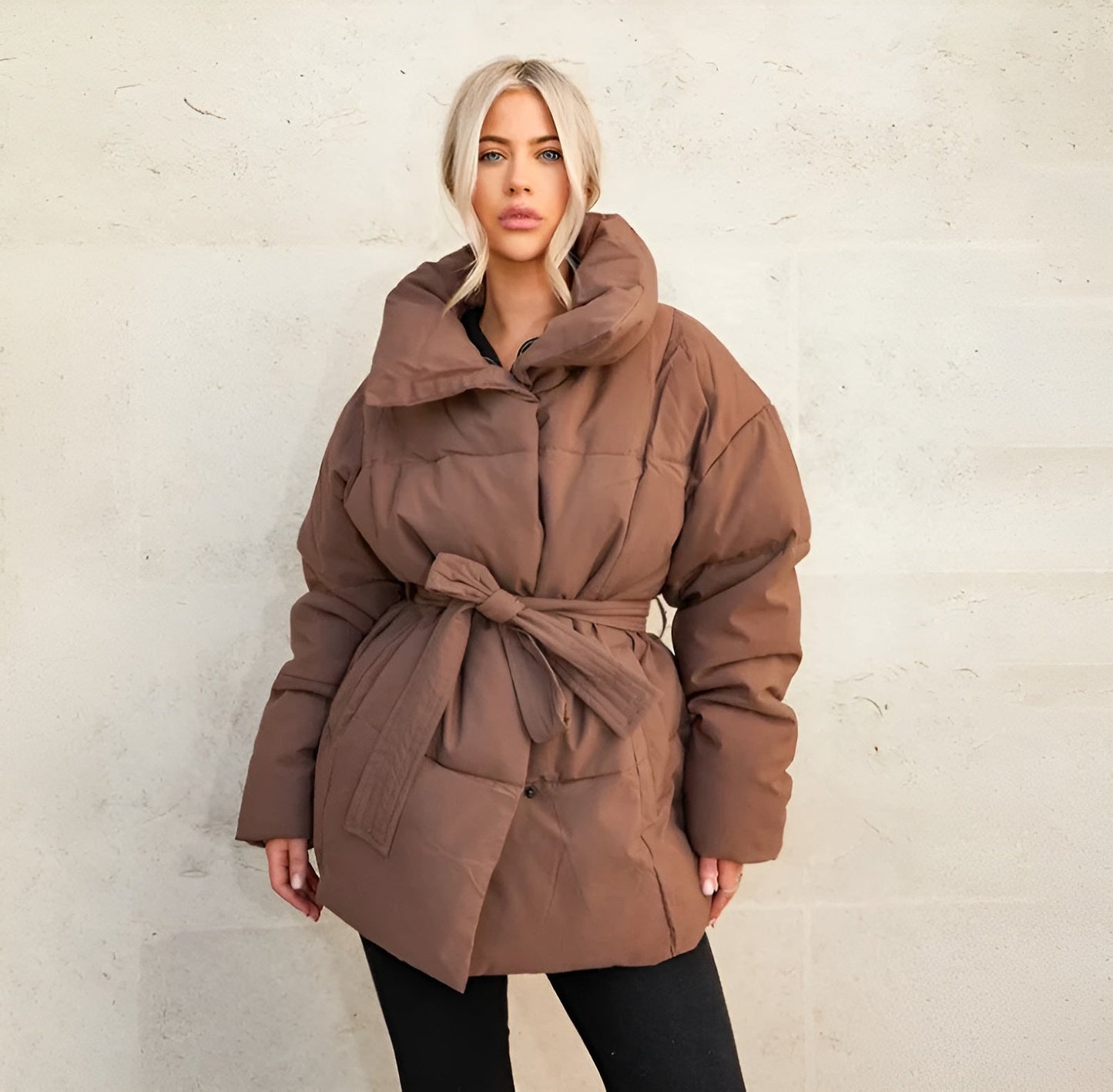 Lyreli™ - Zipper Puffer Jacket With Belt