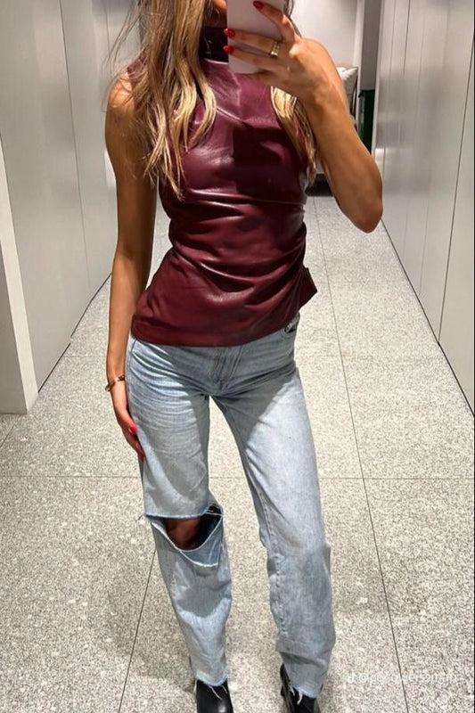 Lyreli™ - Luxe Slim-fit Leather Top