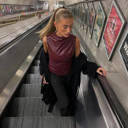 Lyreli™ - Luxe Slim-fit Leather Top