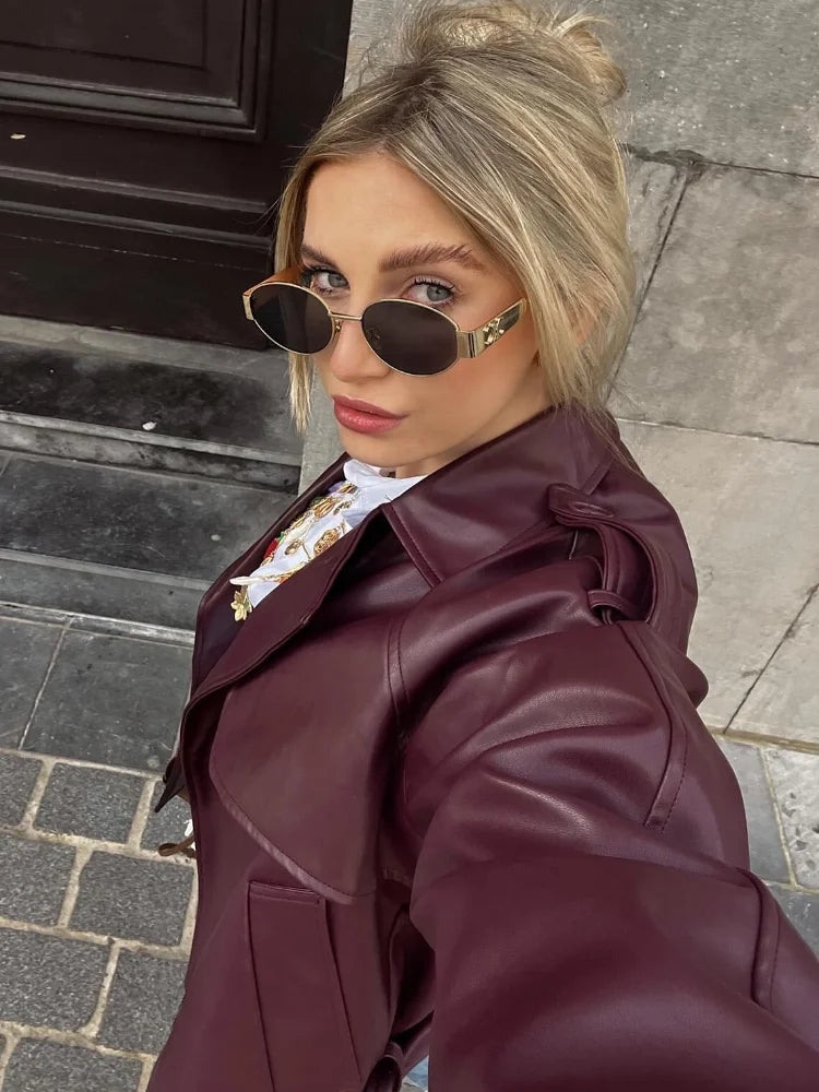 Lyreli™ - Straight Belted Leather Jacket