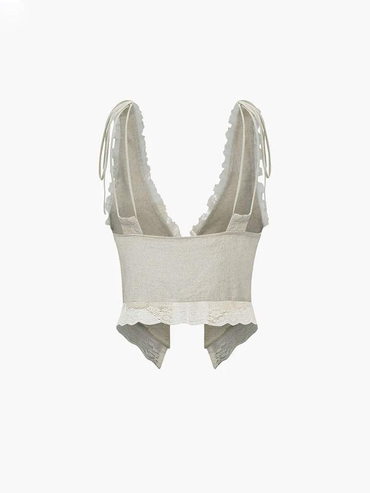 Lyreli™ - Front Tie-Top with Lace Trims