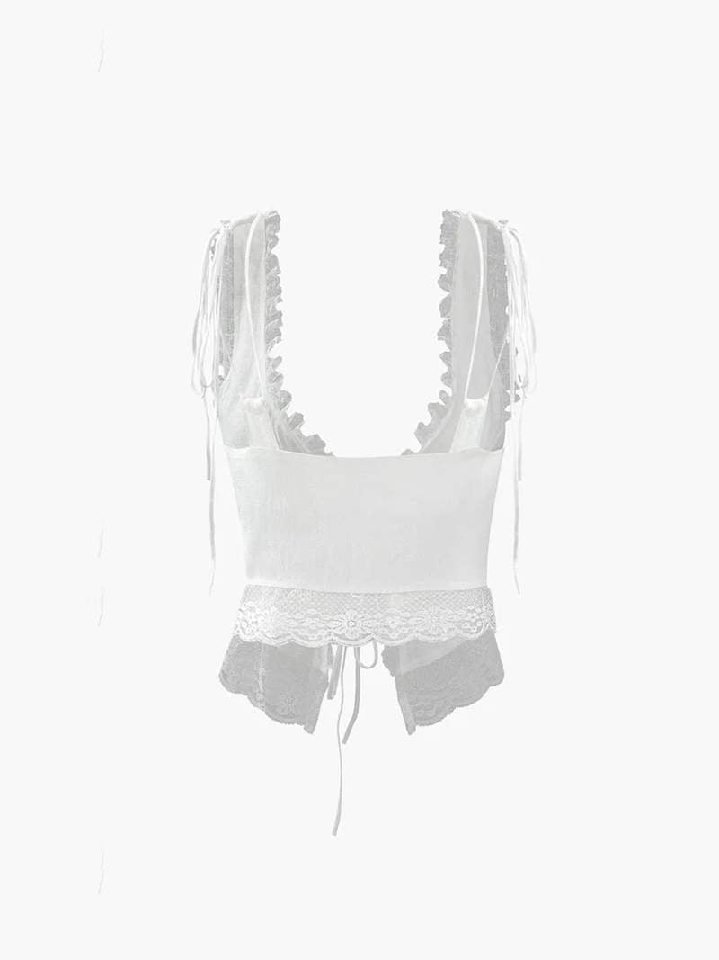 Lyreli™ - Front Tie-Top with Lace Trims