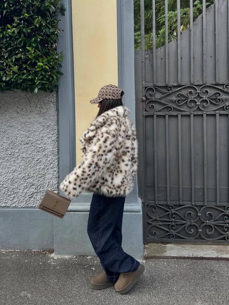 Lyreli™ - Leopard Print Fur Jacket