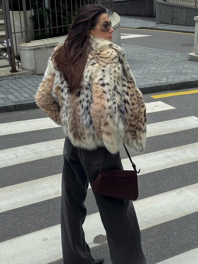 Lyreli™ - Leopard Print Fur Jacket