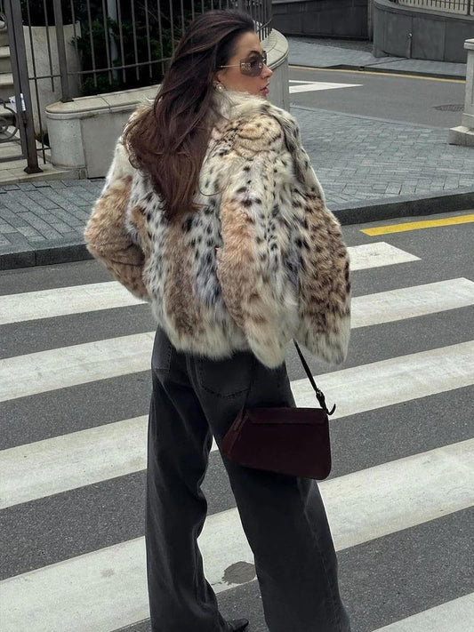 Lyreli™ - Leopard Print Fur Jacket