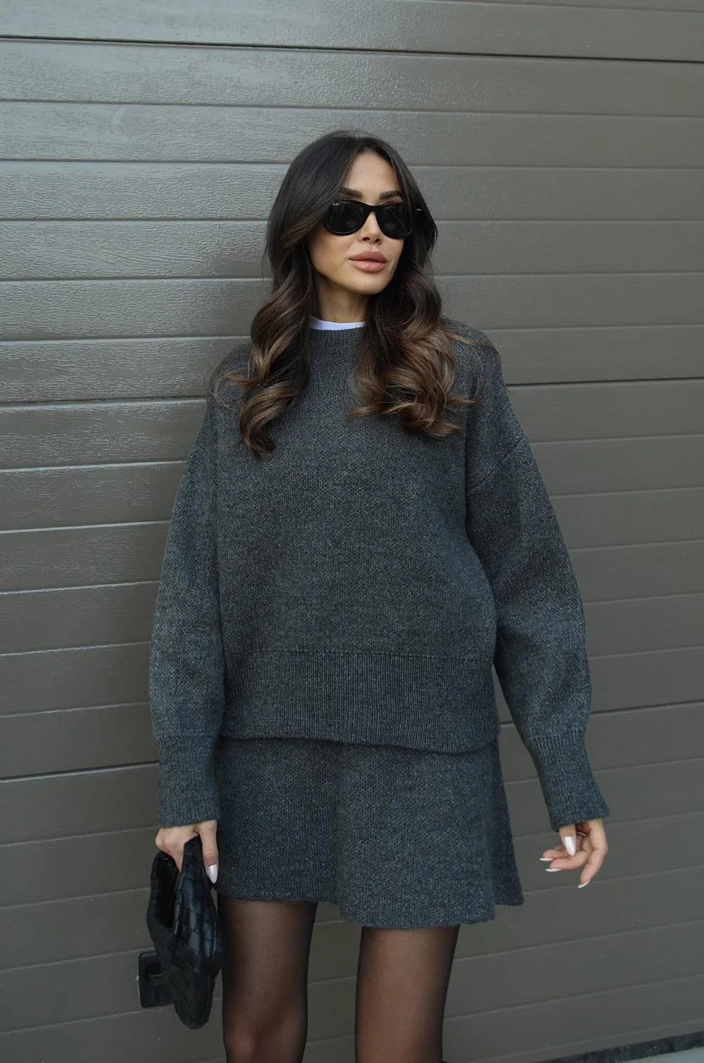 Lyreli™ - Knitted Straight Shirt Two-Piece Set
