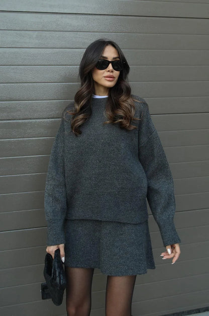 Lyreli™ - Knitted Straight Shirt Two-Piece Set
