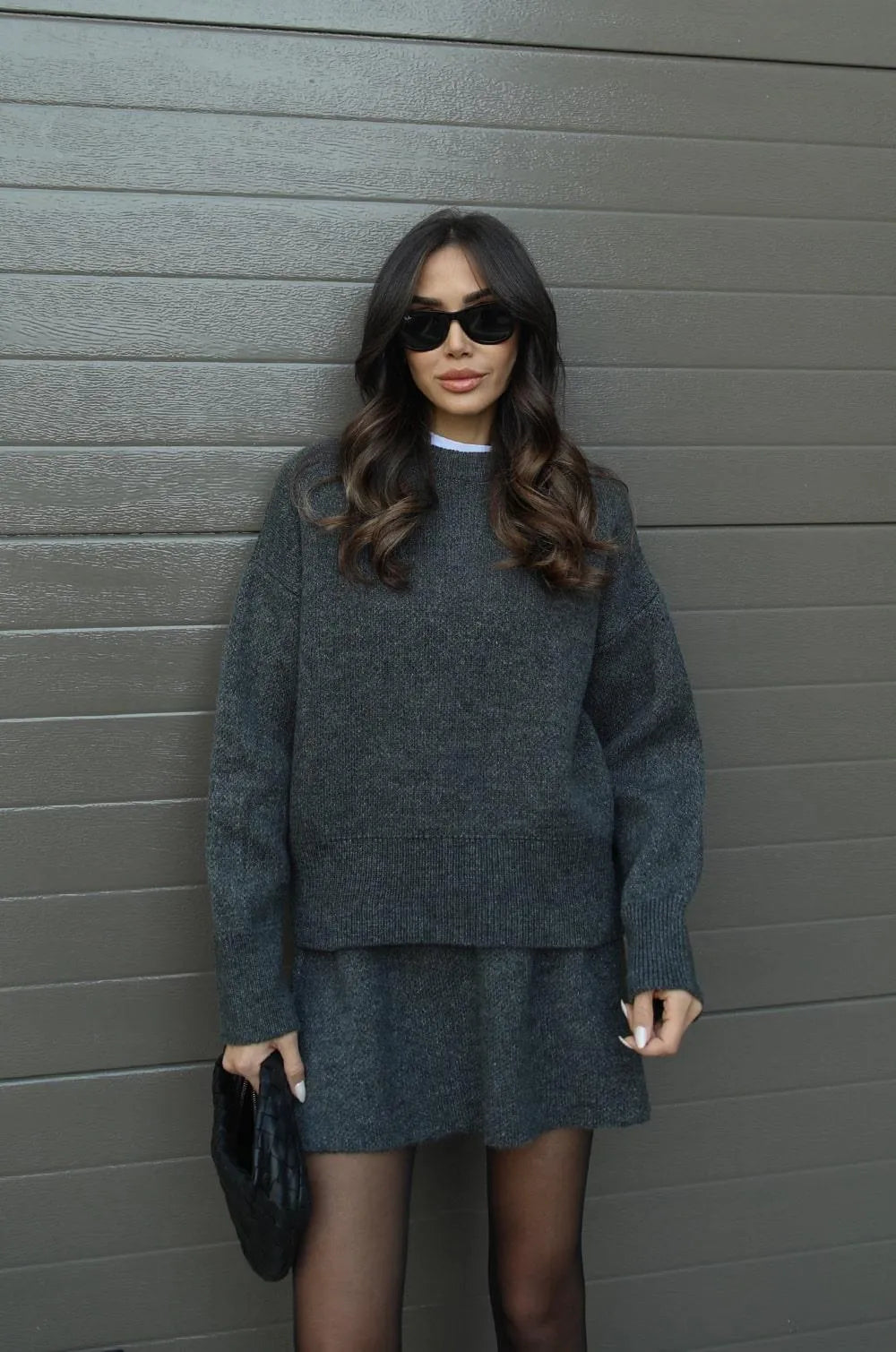 Lyreli™ - Knitted Straight Shirt Two-Piece Set