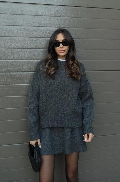 Lyreli™ - Knitted Straight Shirt Two-Piece Set