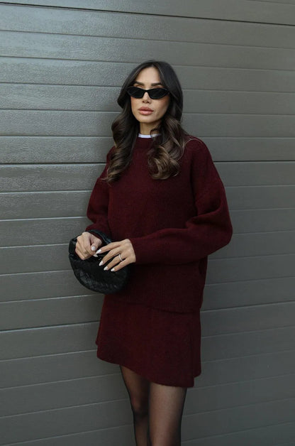Lyreli™ - Knitted Straight Shirt Two-Piece Set