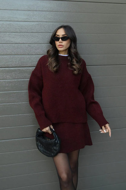Lyreli™ - Knitted Straight Shirt Two-Piece Set