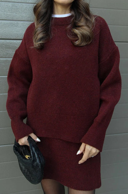 Lyreli™ - Knitted Straight Shirt Two-Piece Set