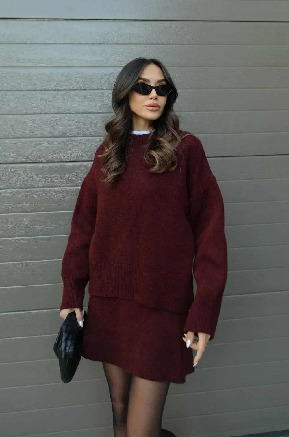 Lyreli™ - Knitted Straight Shirt Two-Piece Set