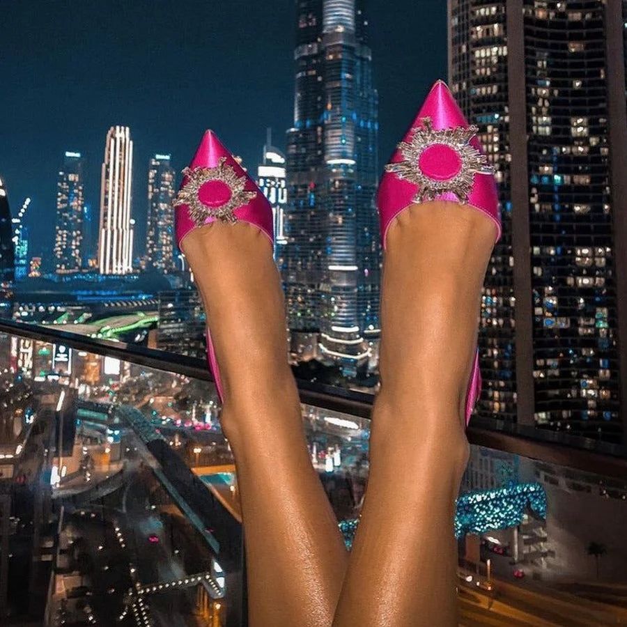 Lyreli™ - Pointed Toe Crystal Pumps Heels