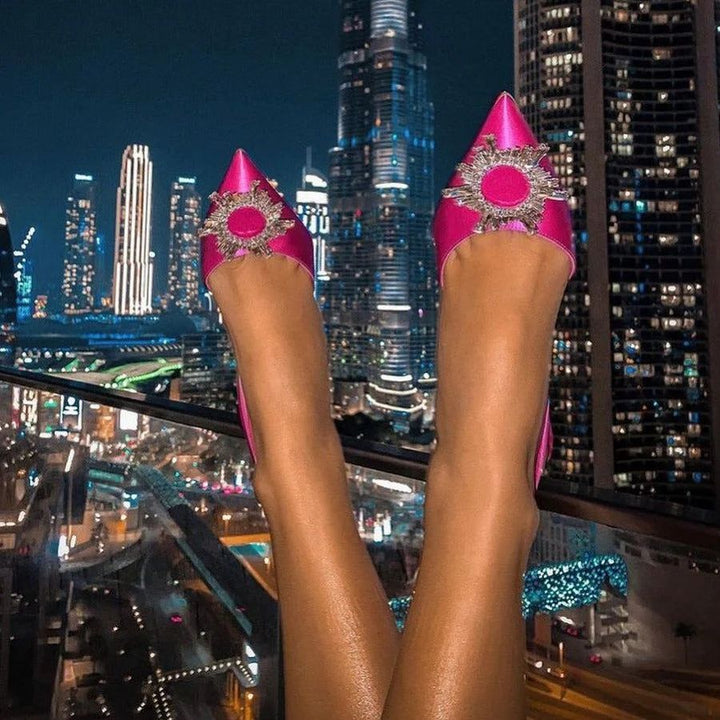 Lyreli™ - Pointed Toe Crystal Pumps Heels