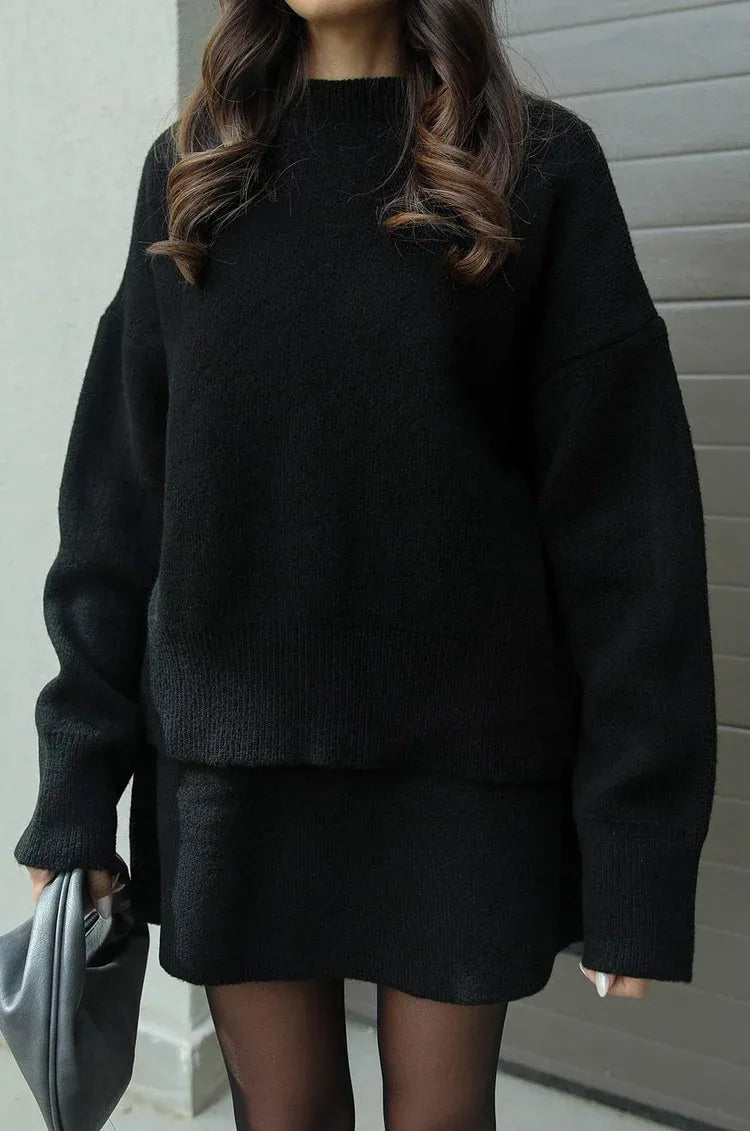 Lyreli™ - Knitted Straight Shirt Two-Piece Set